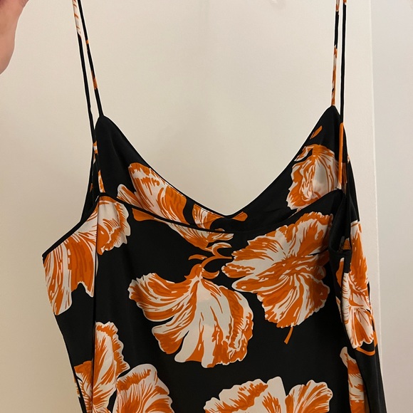 Ganni orange/black shell midi dress - Picture 2 of 6